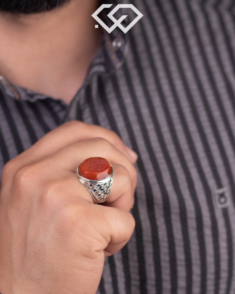 انگشتر عقیق مدل فیلی طرح رولکسی